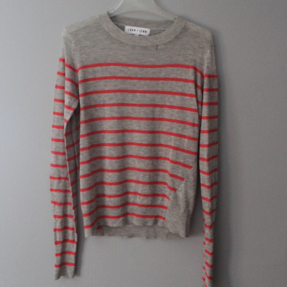 John + Jenn gray long sleeve shirt with stripes!